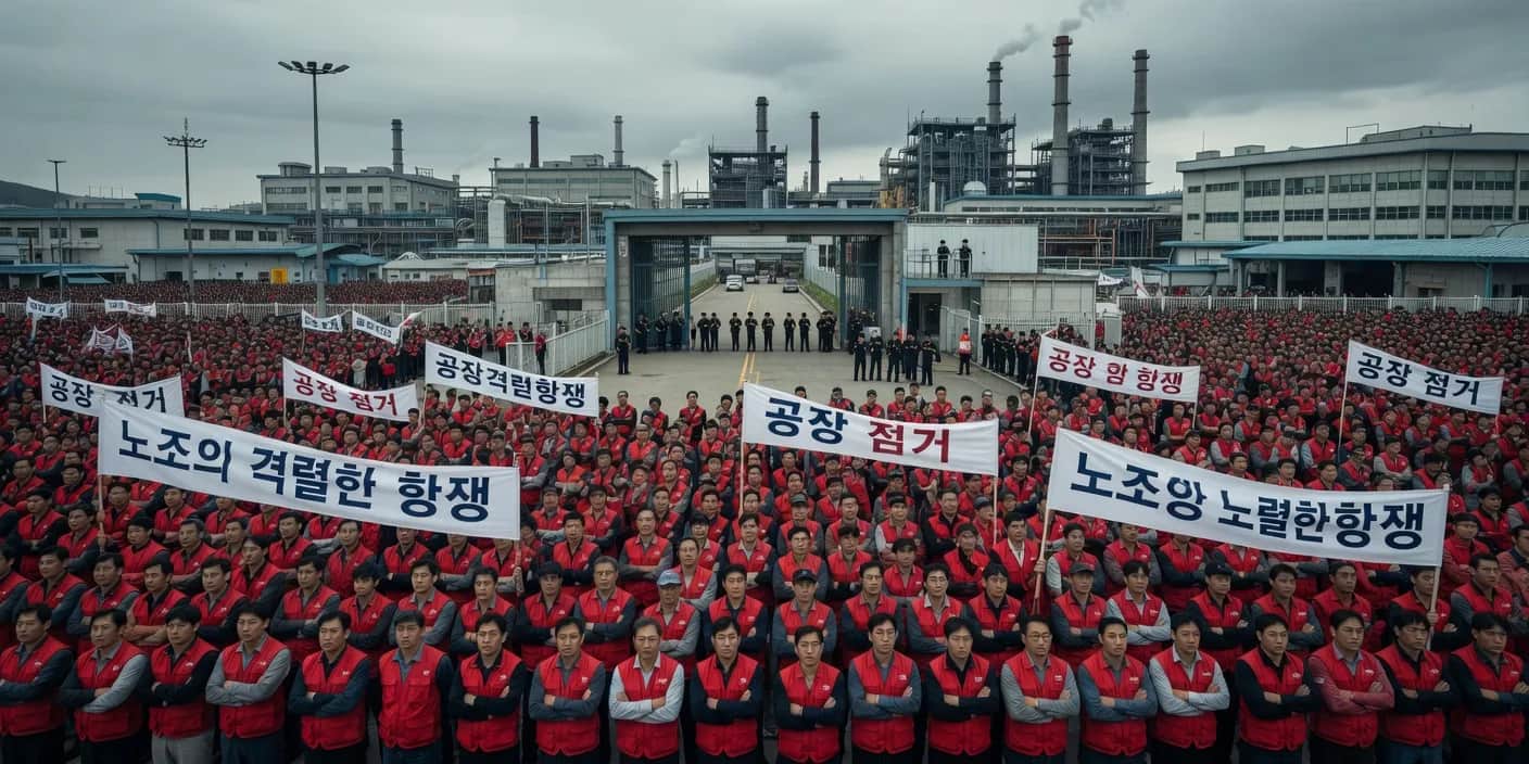 평택 삼성전자 공장 앞 3만5,000명 노조원 결의대회 현장, 파업 시계가 째깍이는 긴장된 분위기