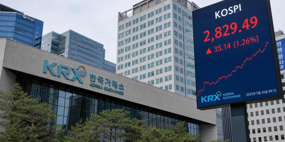 코스피 지수 6,936포인트 급등한 한국거래소 건물 외관, 외국인 매수세로 7000선 코앞 다가선 모습