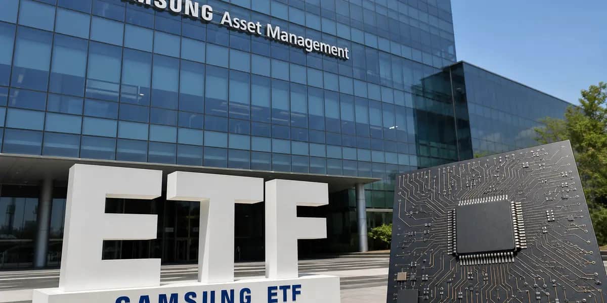 삼성자산운용 본사 건물 외관과 AI 반도체 ETF 관련 간판, KODEX AI반도체 TOP2플러스 개편 소식 상징하는 저널리즘 사진