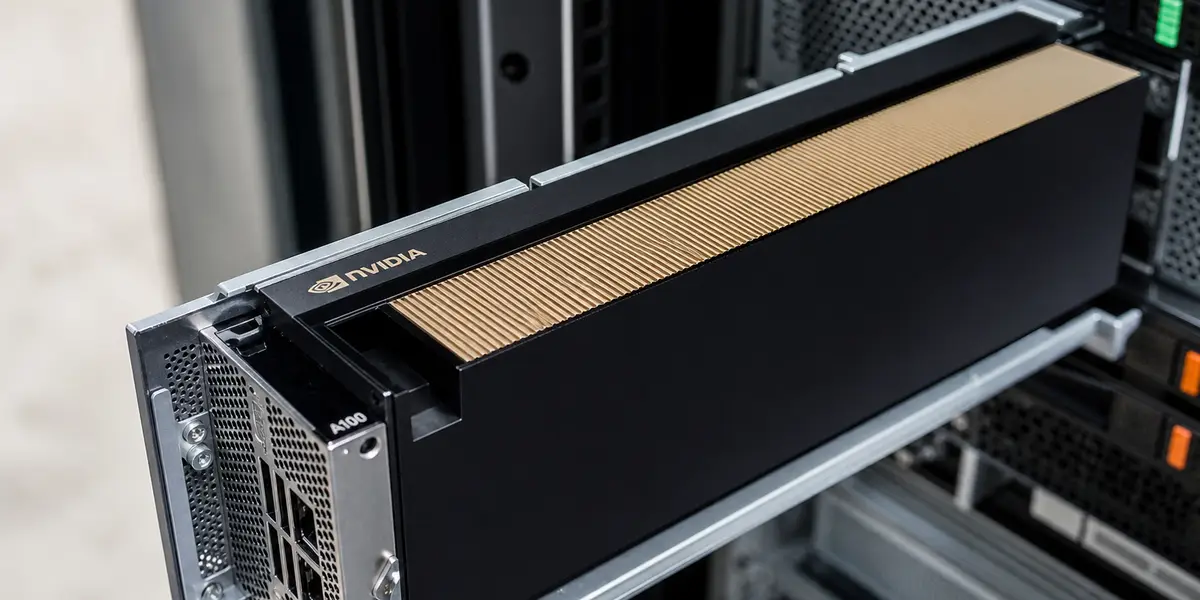 엔비디아 AI GPU 가속기 카드를 데이터센터 서버 랙에 장착한 모습, 월가 금융사들의 710조 원 GPU 투자자산화 계획을 보도하는 기사에 사용되는 이미지
