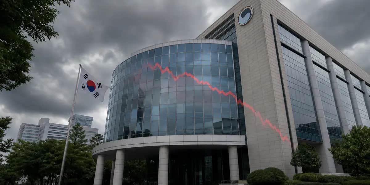 단일종목 레버리지 ETF 도입 규제영향평가를 둘러싼 금융위원회와 국무조정실의 진실공방을 상징하는 정부 청사 외관 이미지, 흐린 하늘 아래 유리 건물과 어두운 분위기가 규제 논란을 표현